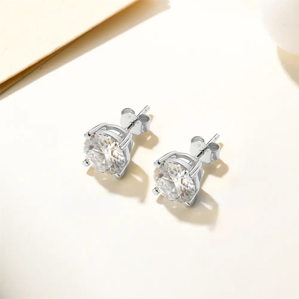 Heart Prong Moissanite Studs
