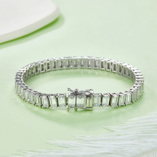 Emerald Cut Moissanite Tennis Bracelet