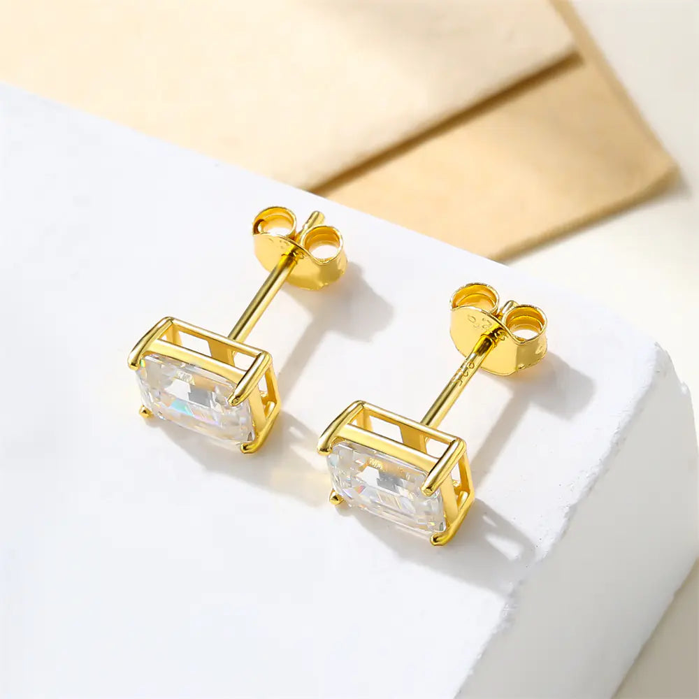 1ct Emerald Moissanite Studs