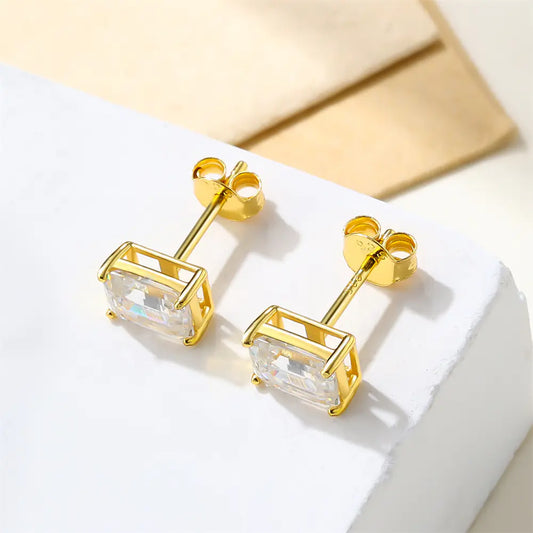 1ct Emerald Moissanite Studs