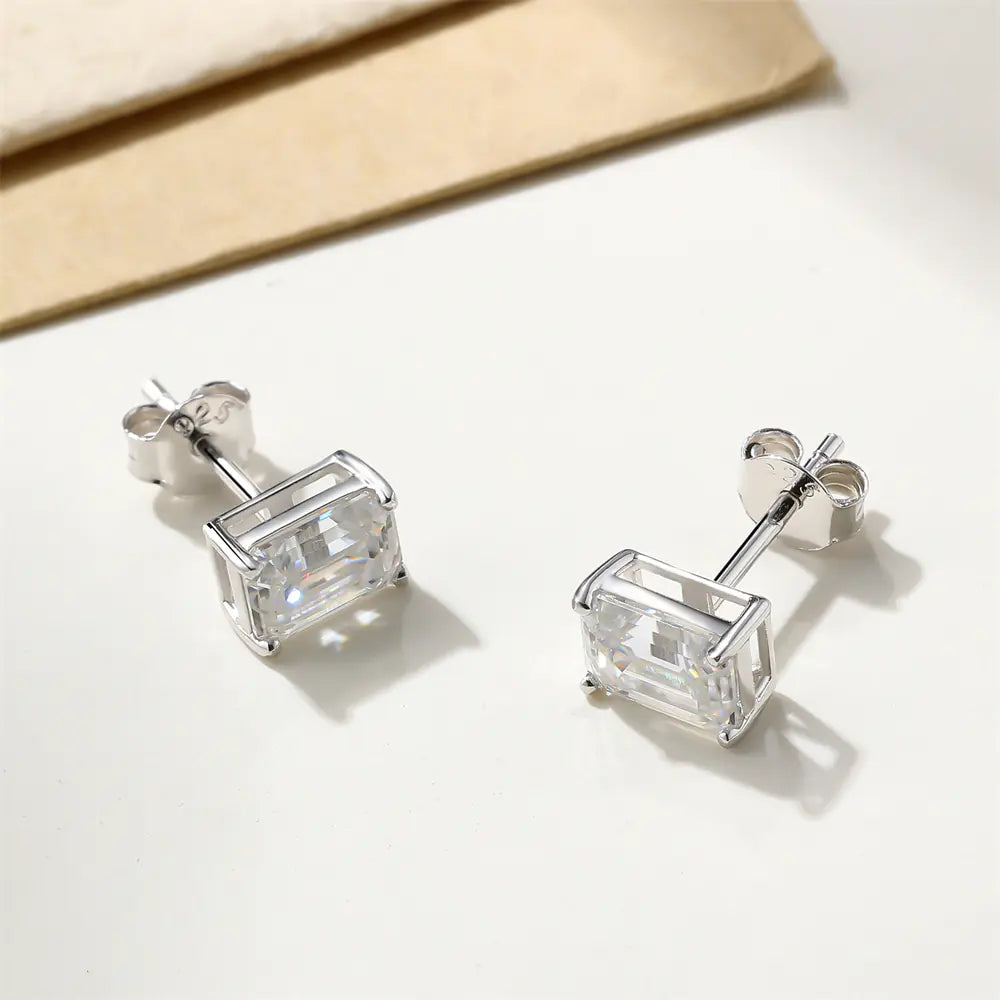 1ct Emerald Moissanite Studs