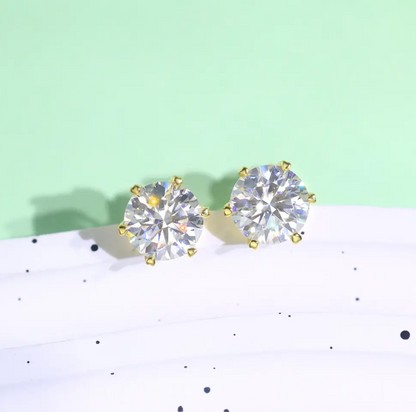 VVSI Gold Moissanite Studs