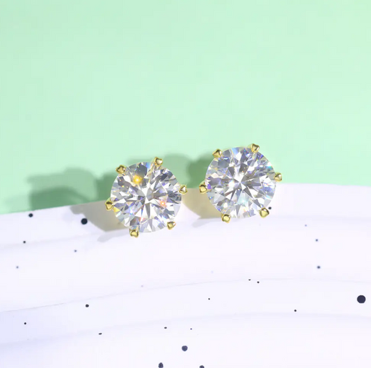 VVSI Gold Moissanite Studs