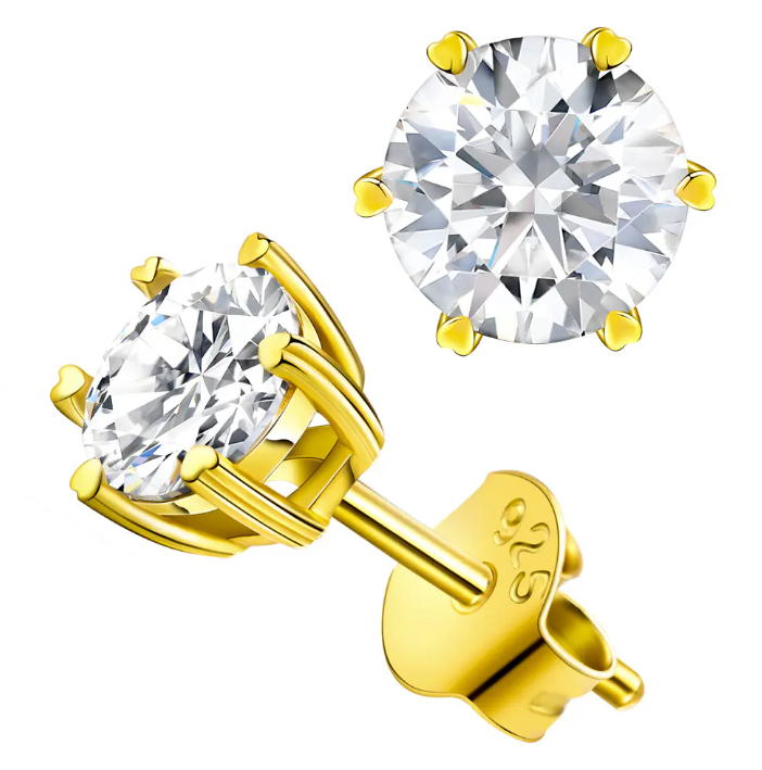 VVSI Gold Moissanite Studs